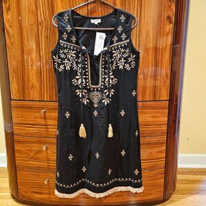 Pure Nordic black/white boho tunic top shirt, size S